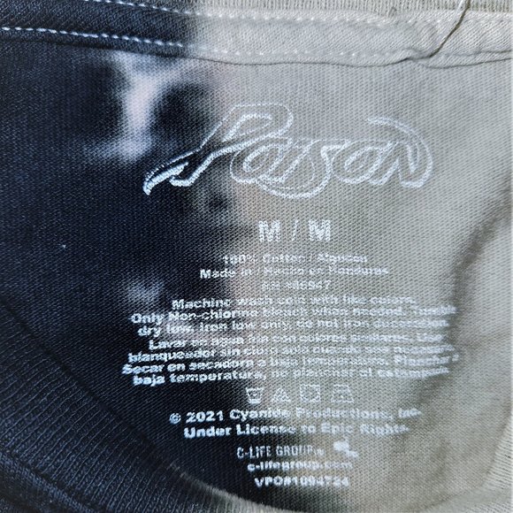 Poison Split Tattoo Tie Dye metal rock Official Boyfriend T-Shirt M NWT - Picture 4 of 5